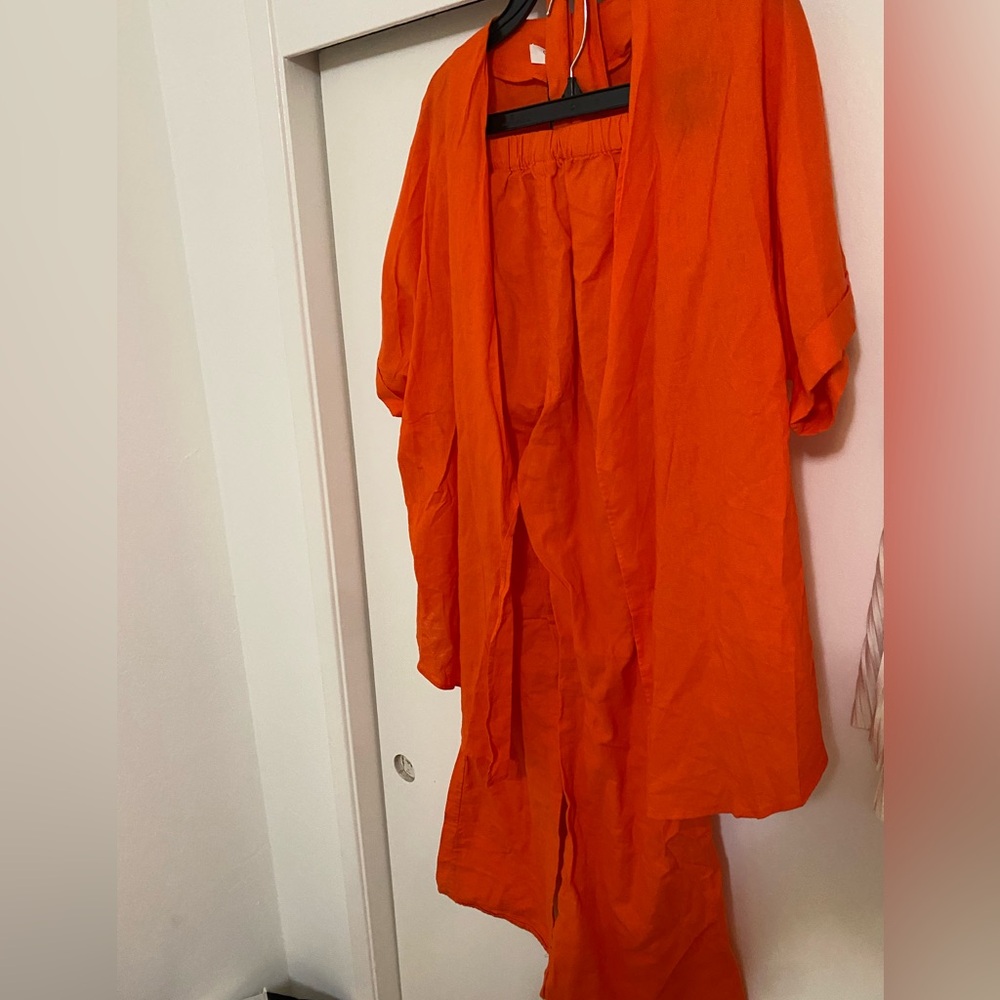 Commense Oversized Linen Tied Two Piece Pants Set - Picture 7 of 8